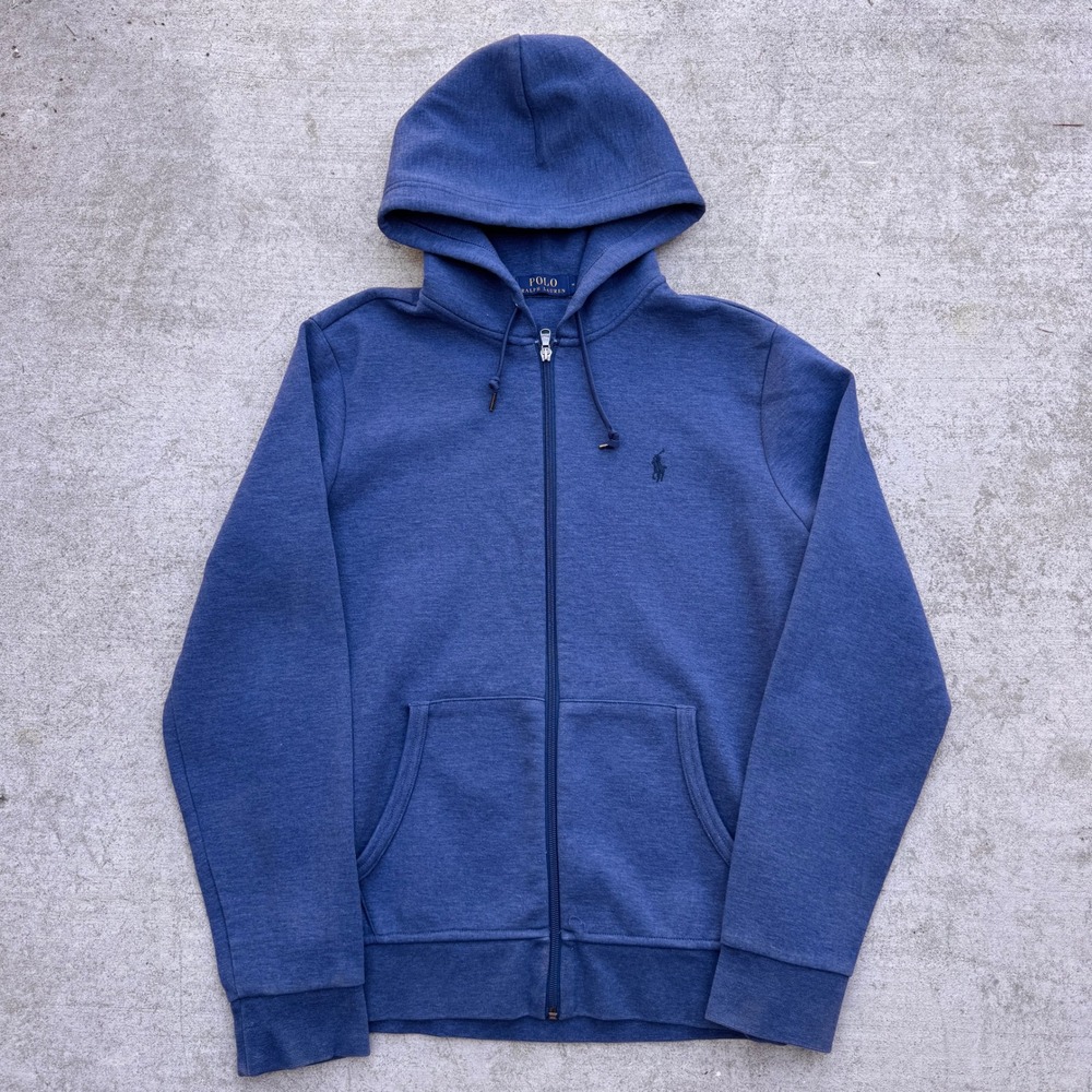 Polo Ralph Lauren Mens Heather Blue Full Zip Hoodie Sweatshirt Size M Pony Logo